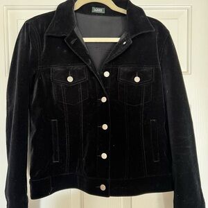 NWOT- J. Crew Black Velvet Button Down Coat-Size Medium